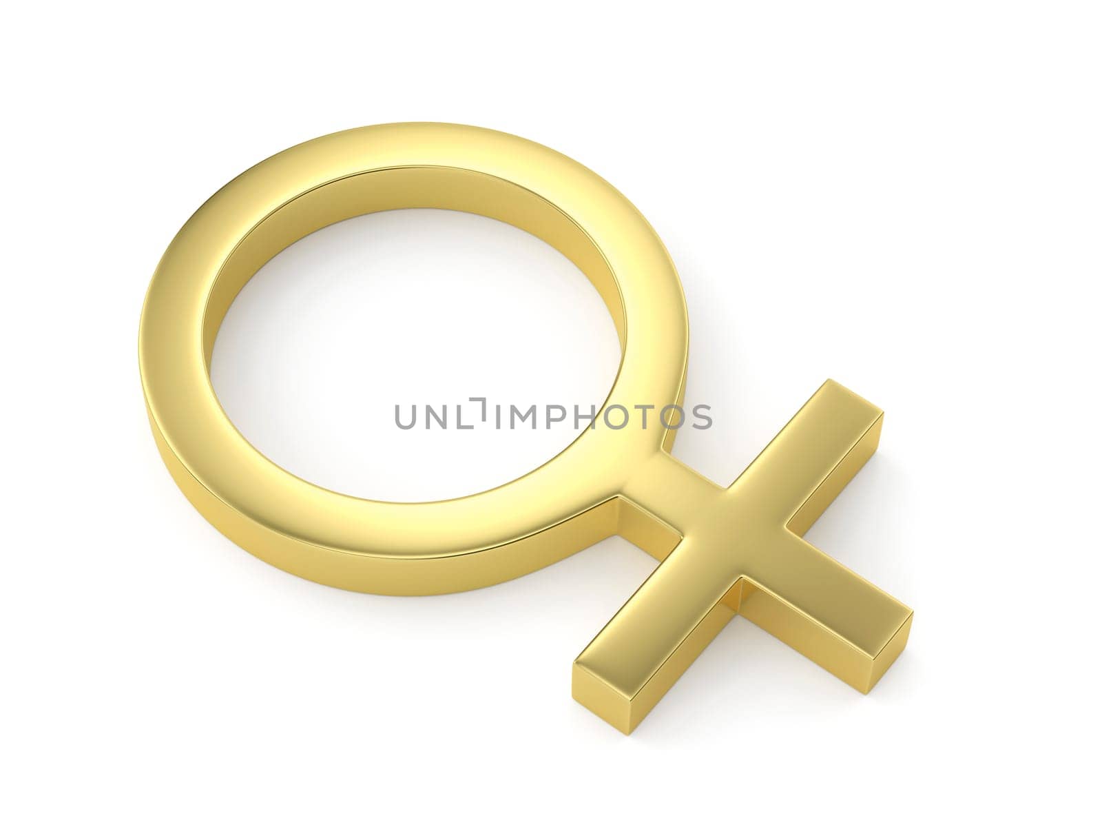 Gold female gender sign on white background