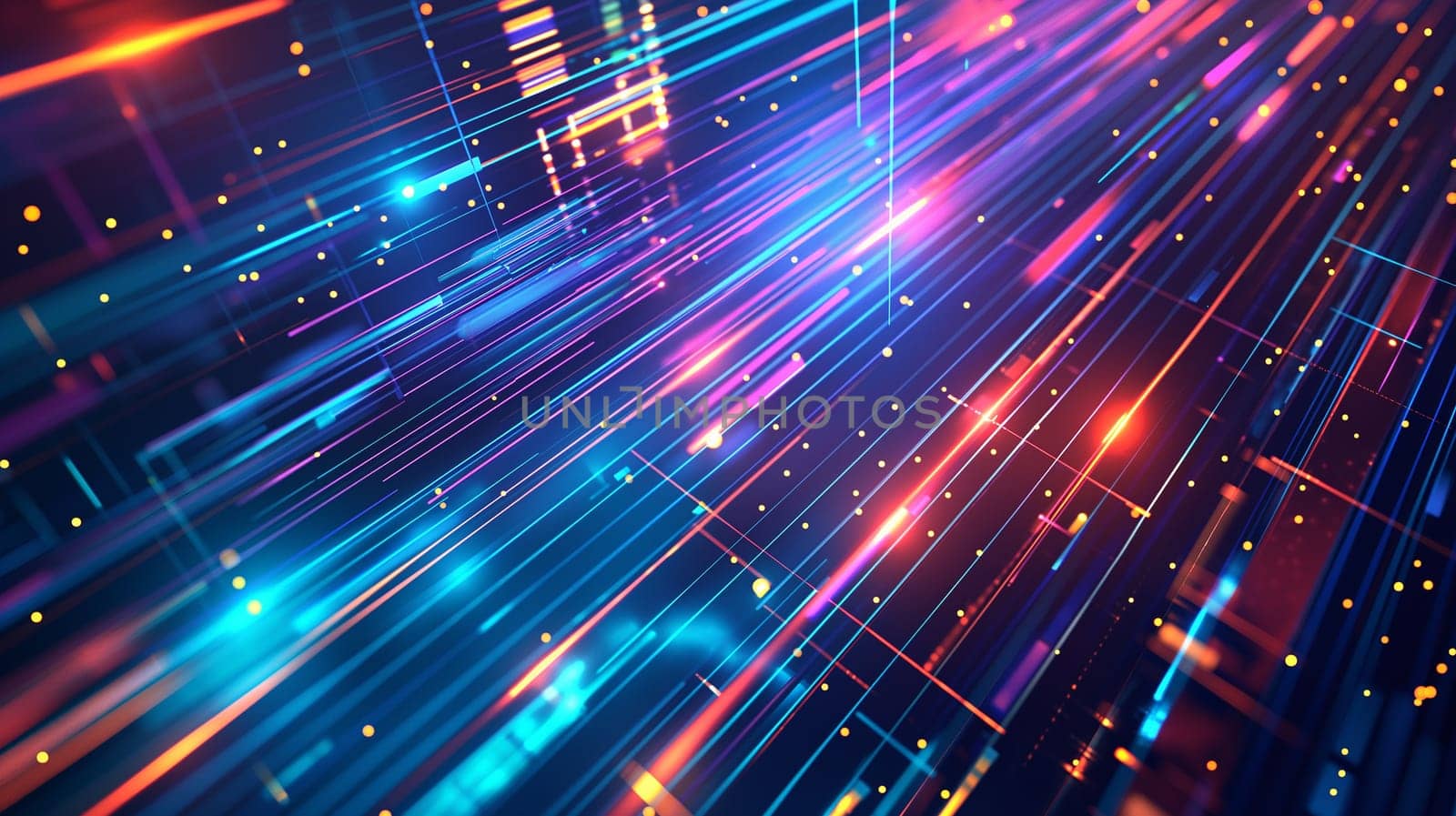 Neon abstract speed lines in cyberspace with vibrant colors motion and futuristic digital technology
