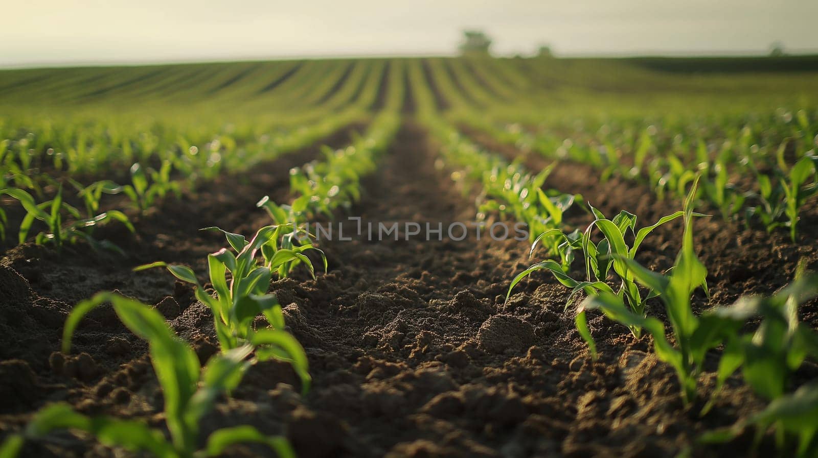 Cornfield agriculture farming crops plantation in rural countryside with green growth and nature
