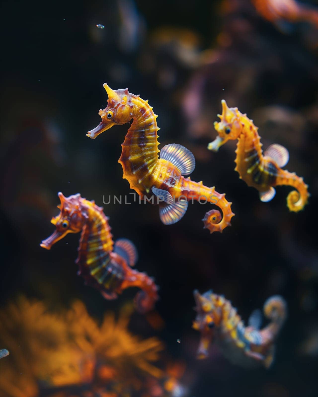 Seahorse marine wildlife in the ocean, aquatic creatures in their natural underwater habitat