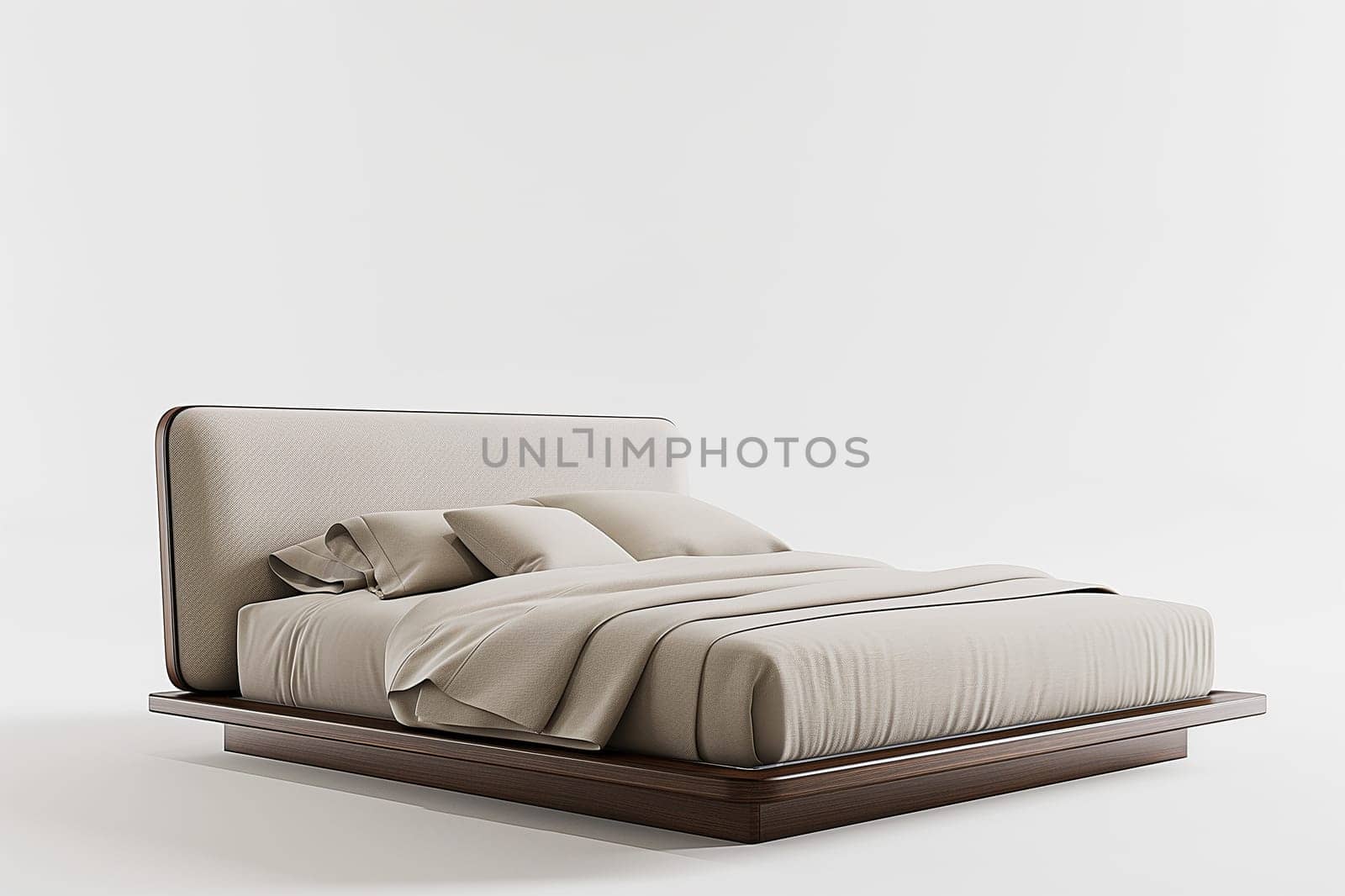 Modern minimalistic bed in a cozy bedroom design for ultimate comfort and restful sleep