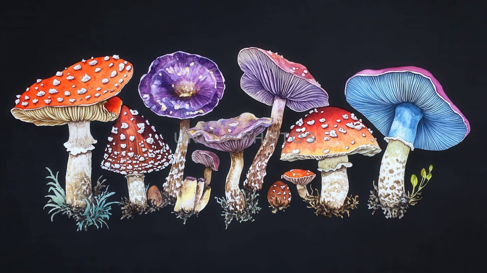 Detailed botanical drawing showcasing Amanita muscaria
