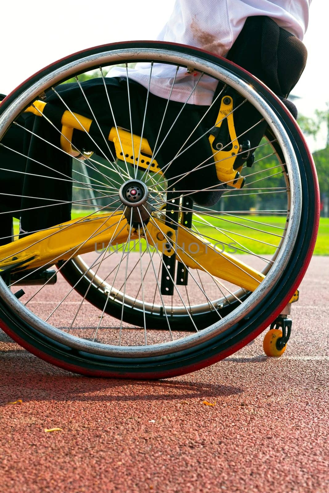 Detail image of wheelchair race on track,wheelchair race