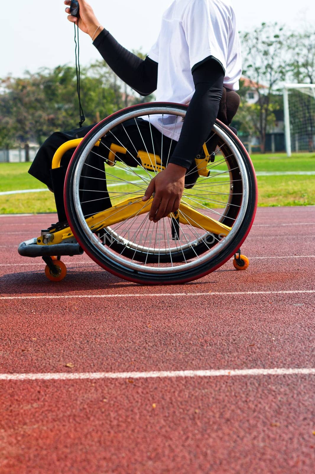 Detail image of wheelchair race on track,wheelchair race