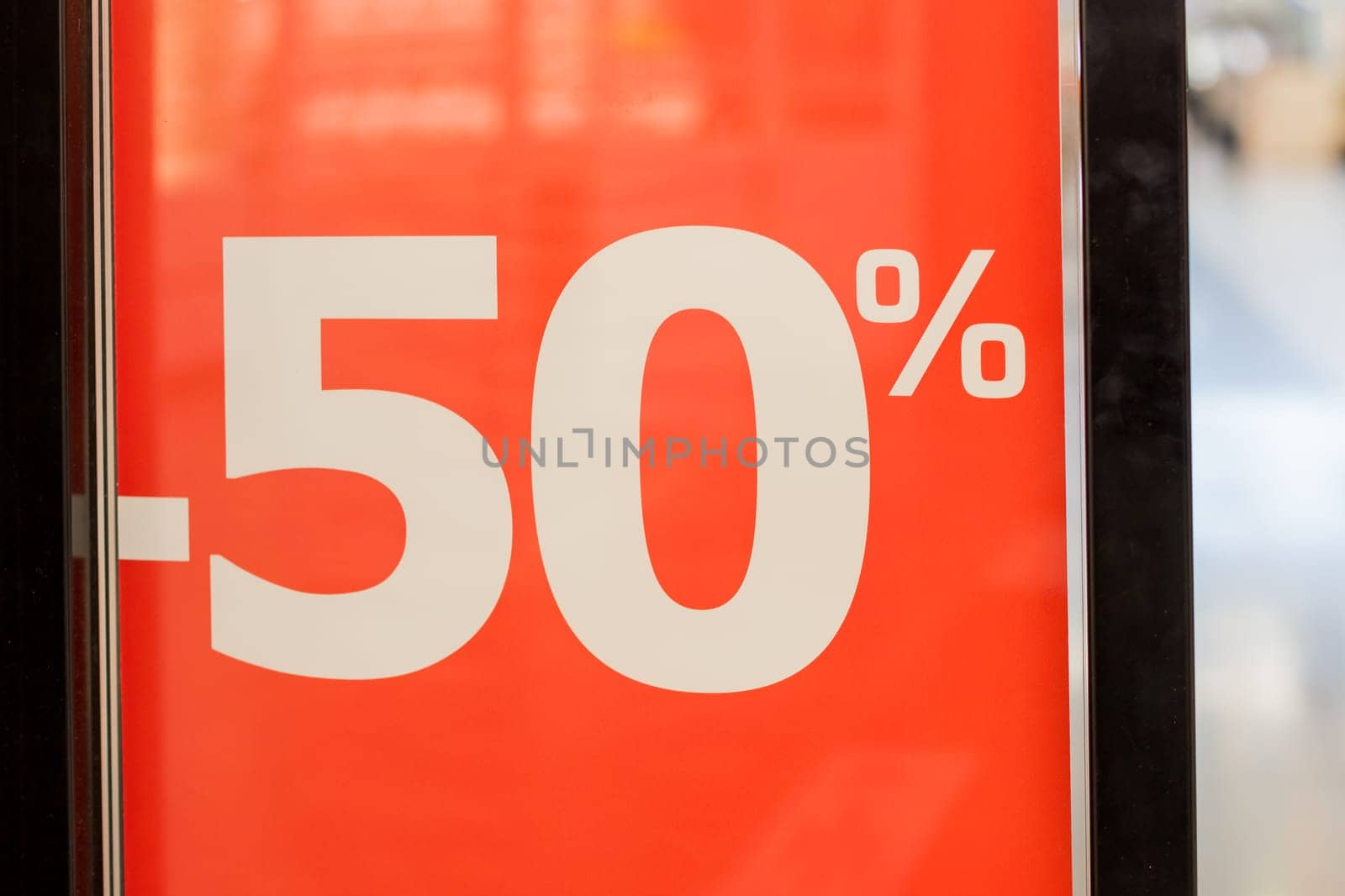 Discounts in the shopping center. 50 percent discount.