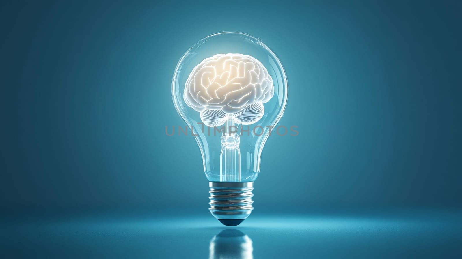 Light bulb with brain inside, creativity and innovation concept.