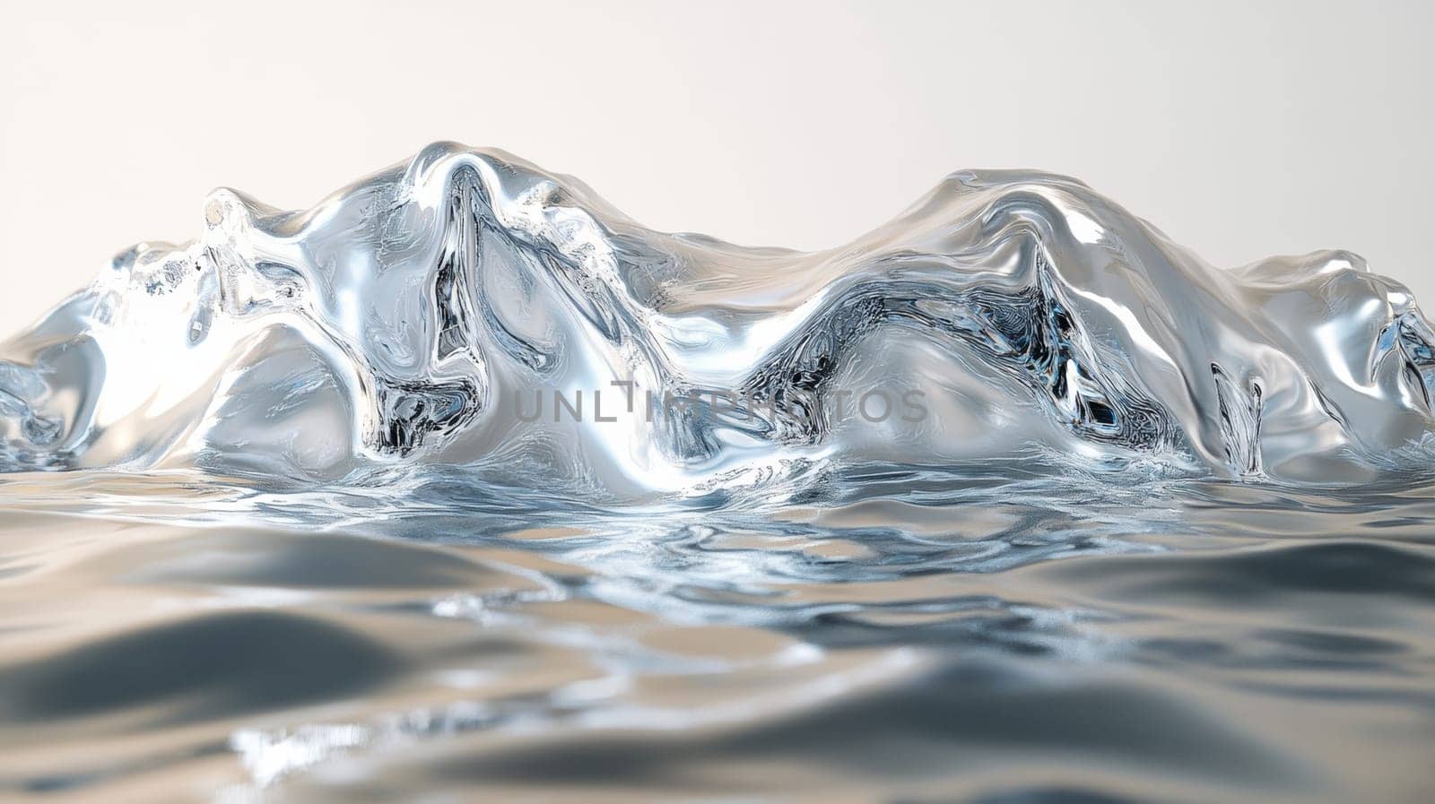 Abstract liquid metal waves reflecting light, artistic concept.
