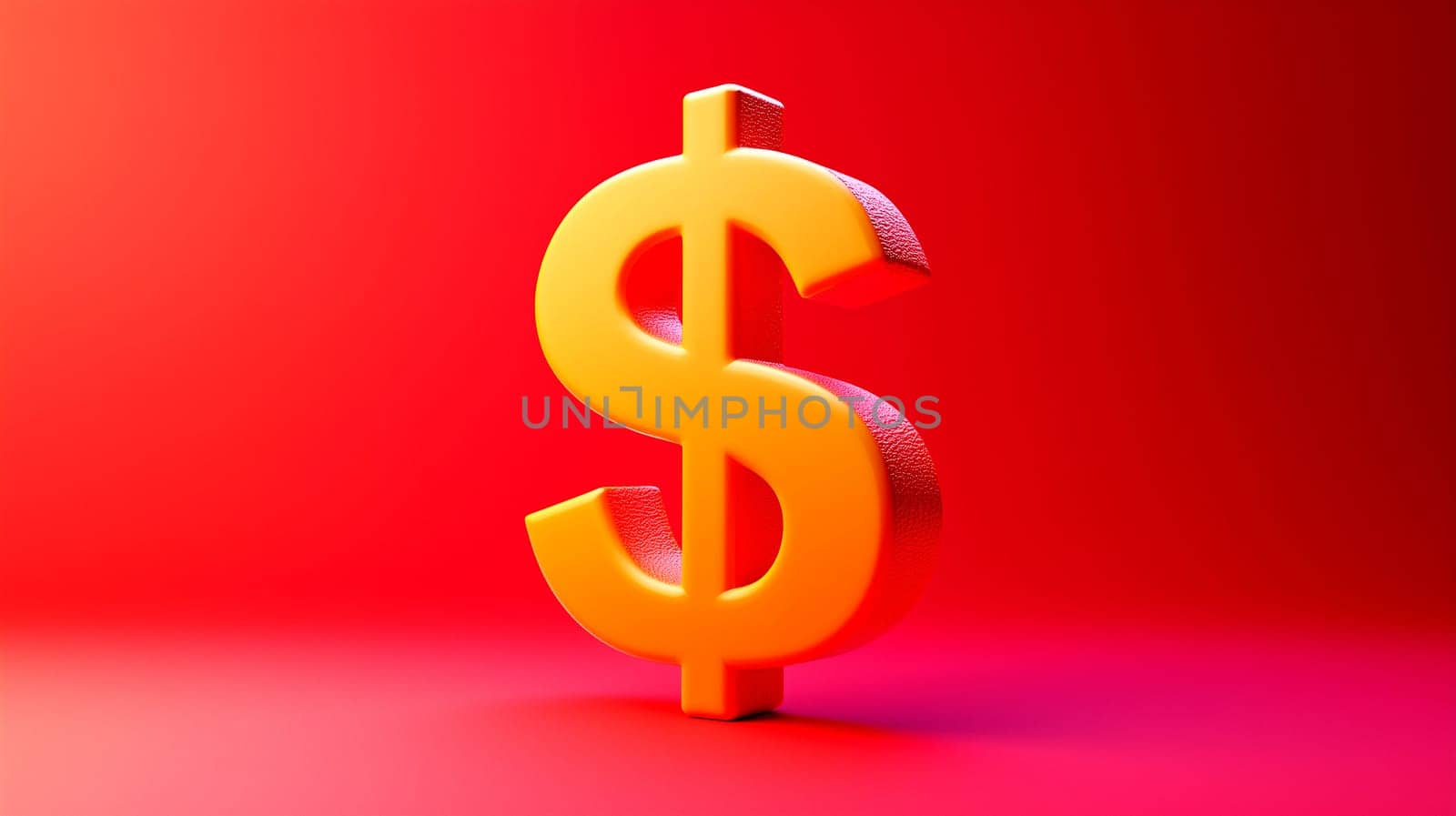A vibrant yellow dollar sign stands prominently on a red background, symbolizing money and financial themes. This striking visual emphasizes wealth and economic concepts clearly.