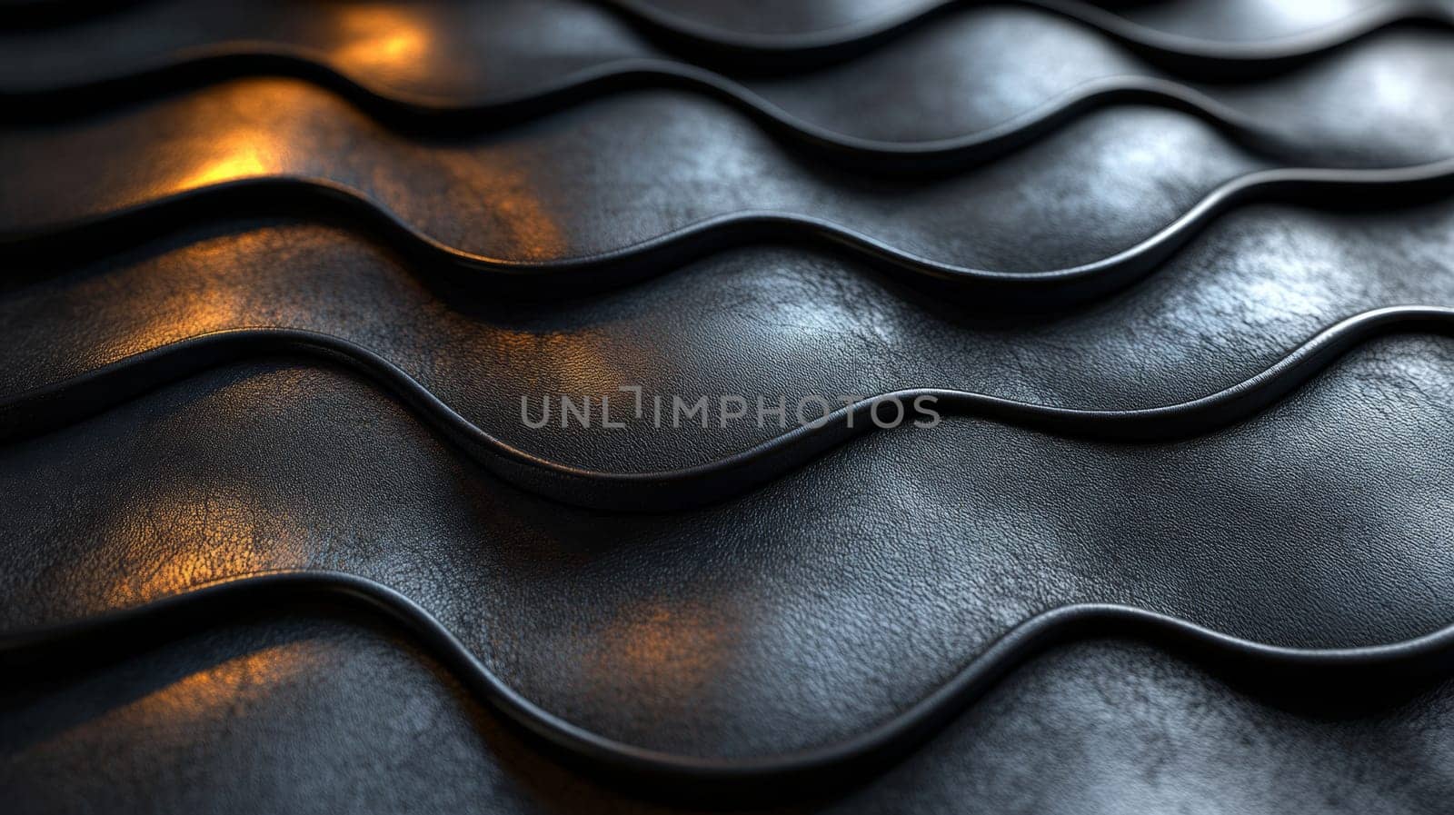 Close-up of textured black leather fabric background.