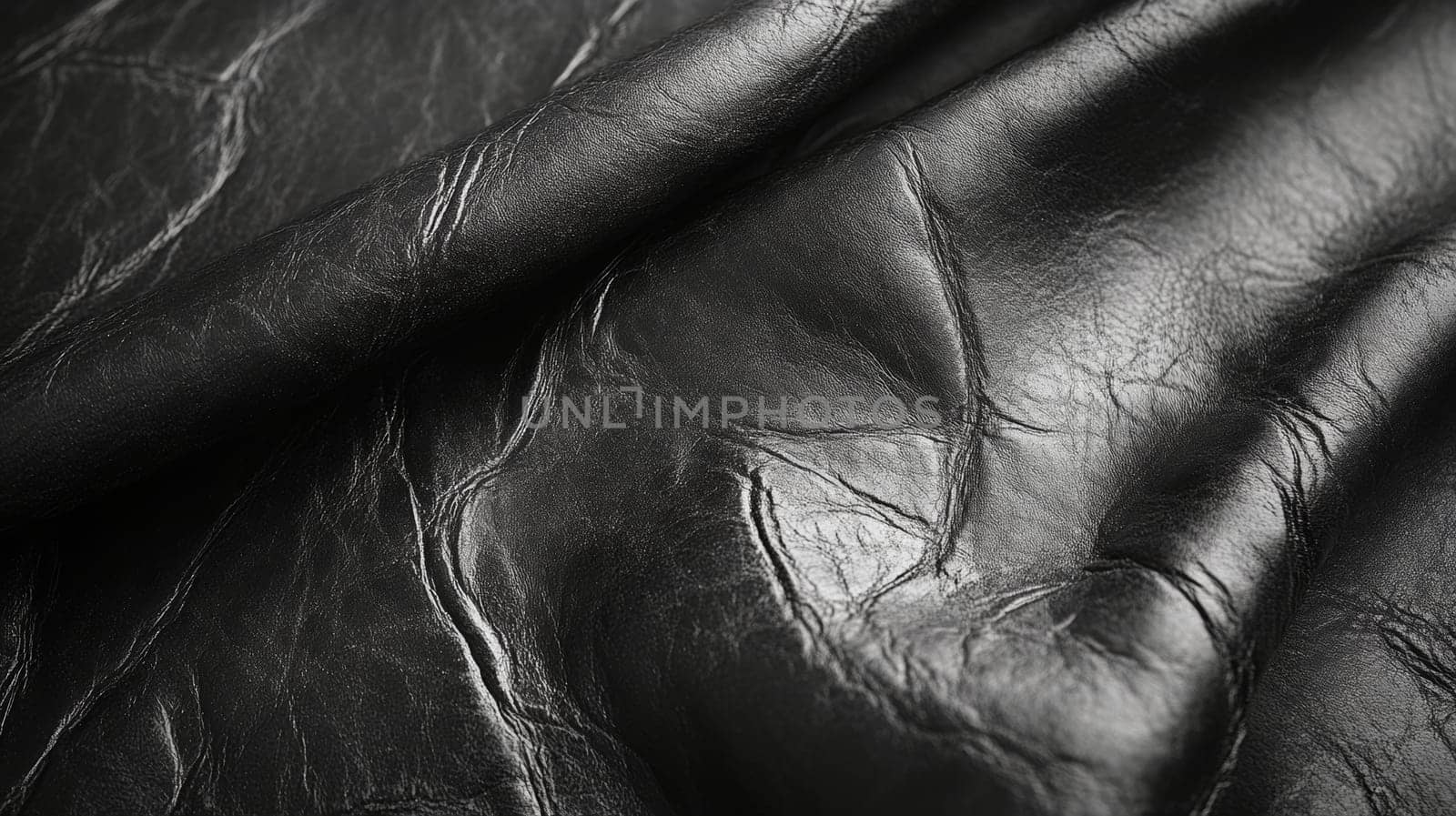 Close-up of textured black leather fabric background.
