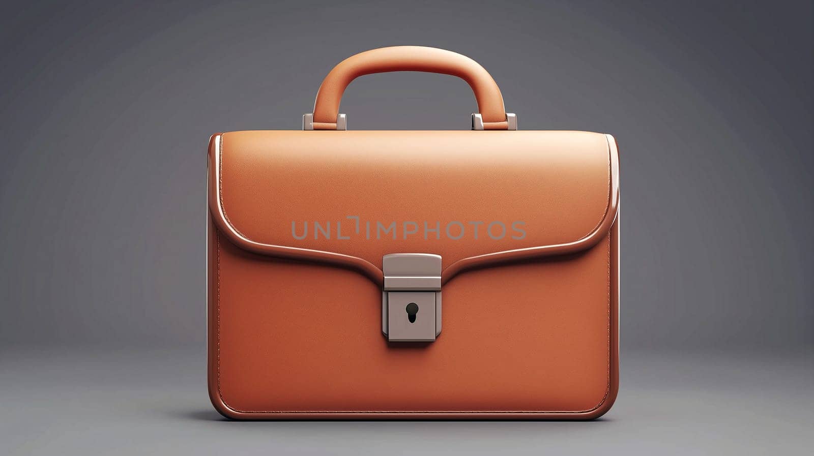 A polished brown leather briefcase sits against a dark background, highlighting its sleek design, sturdy handle, and secure lock