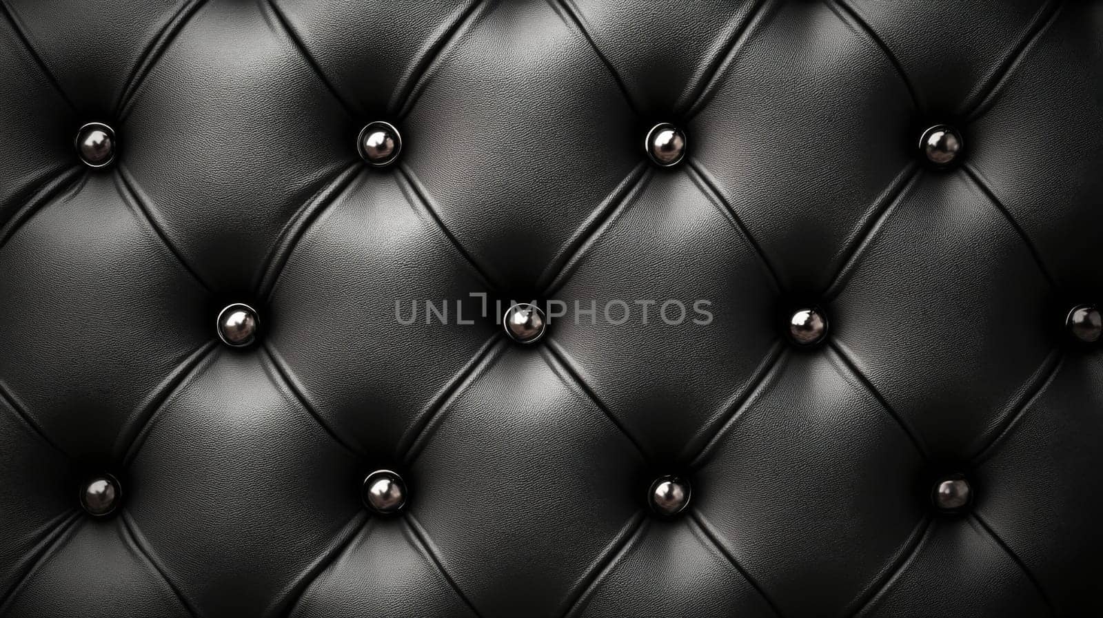 Black leather tufted texture background, elegant interior design concept.