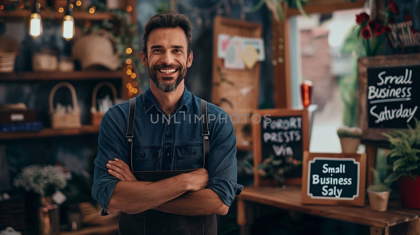A dedicated small business owner stands proudly at a vibrant event aimed at promoting local businesses, showcasing the community spirit and support for entrepreneurship on a bustling Saturday morning.