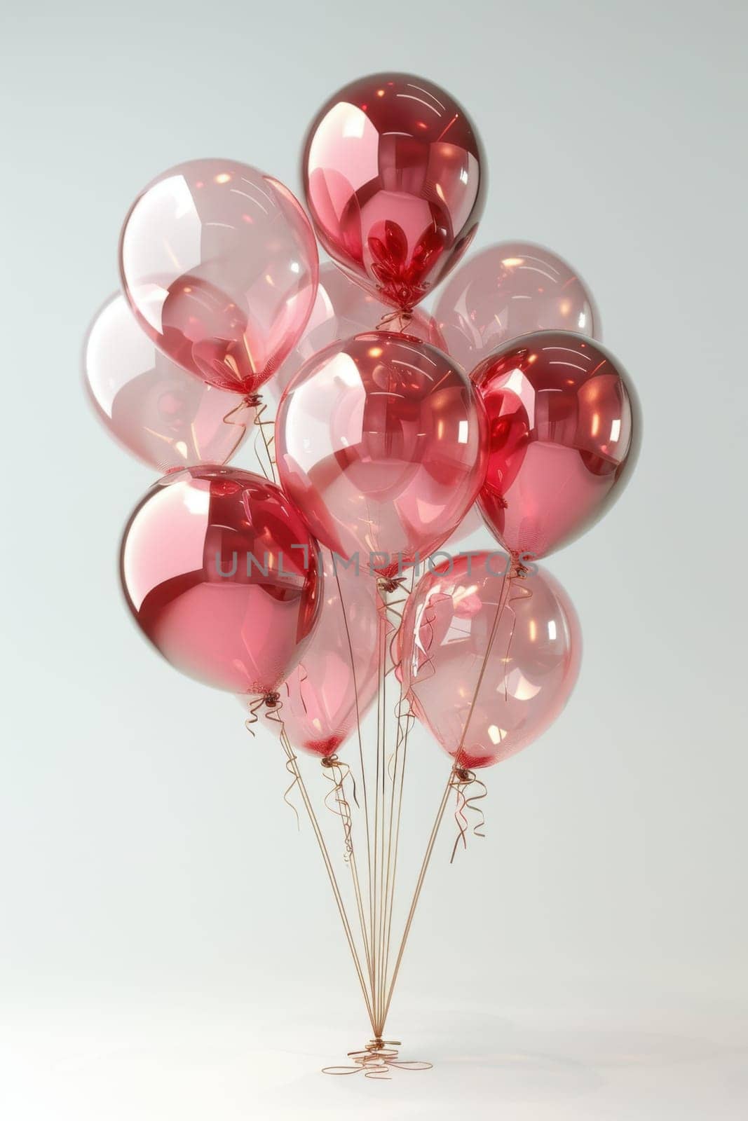 Multicolored inflatable balloons on white background. Image of multicolored balloons isolated on white background.
