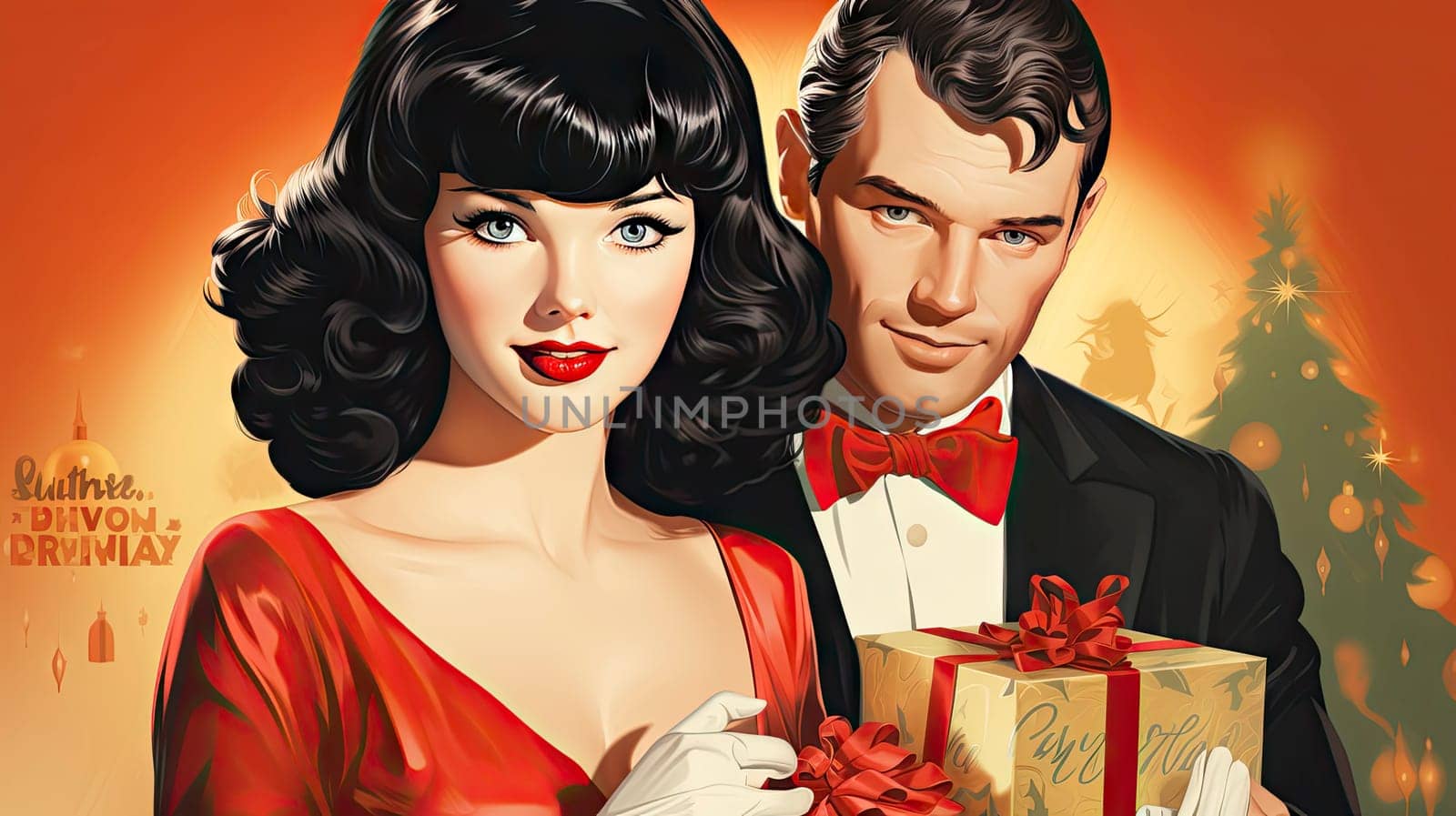 Beautiful pinup girl dressed as Santa Claus with gifts. by jbruiz78