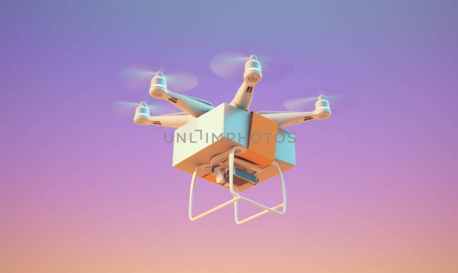 fast drone air cargo technology helicopter blue aircraft fly delivery. Generative AI. by Vichizh
