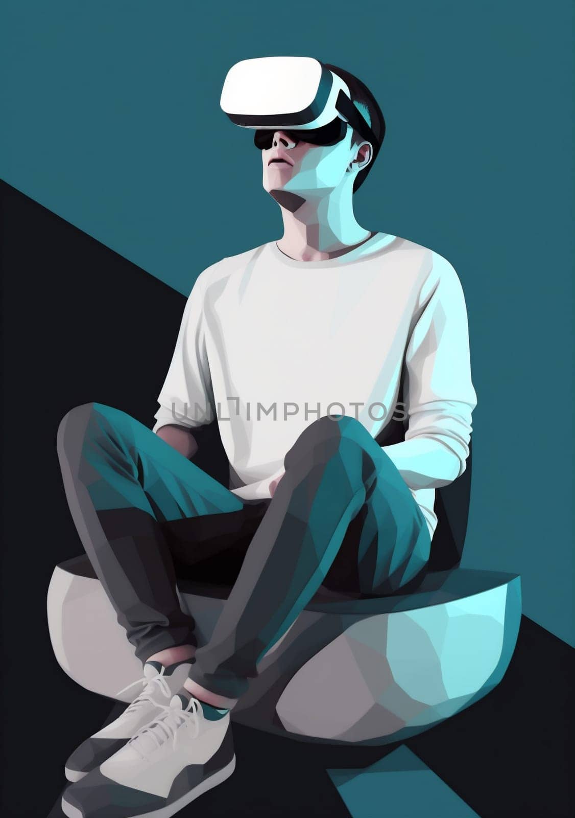man innovation gaming virtual vr technology gadget goggles human headset device digital futuristic visual copy metaverse neon space glasses cyber concept person. Generative AI.