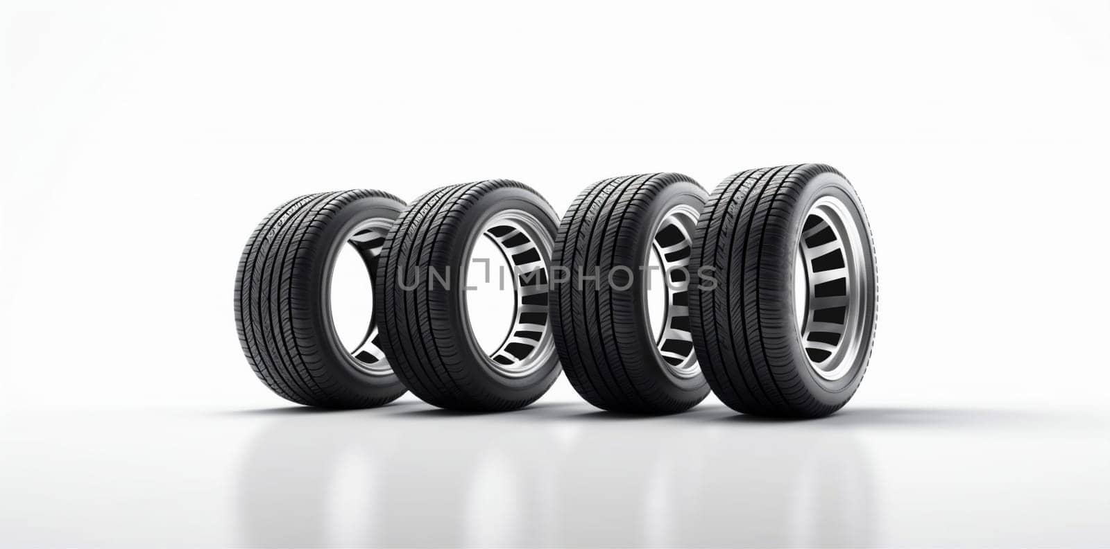 car auto change rubber profile race white copy tyre service stack wheel closeup tread garage automobile tire object automotive background isolated space. Generative AI.