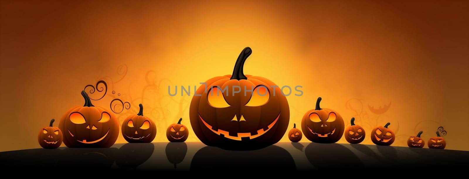 pumpkin night dark halloween black ghost october holiday horror orange. Generative AI. by Vichizh
