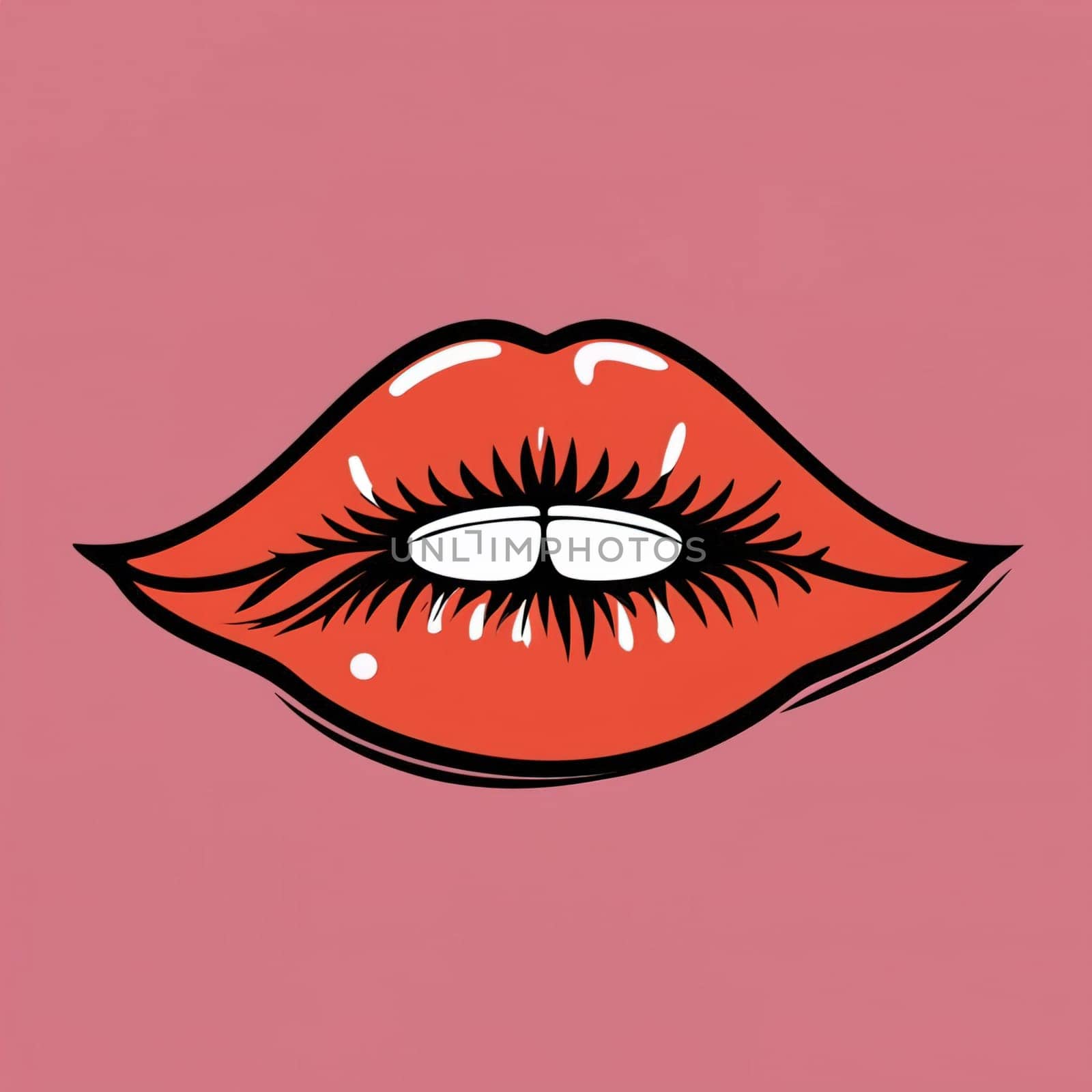 T-shirt Design with Seductive Female Lips - Fashionable Apparel Art by igor010