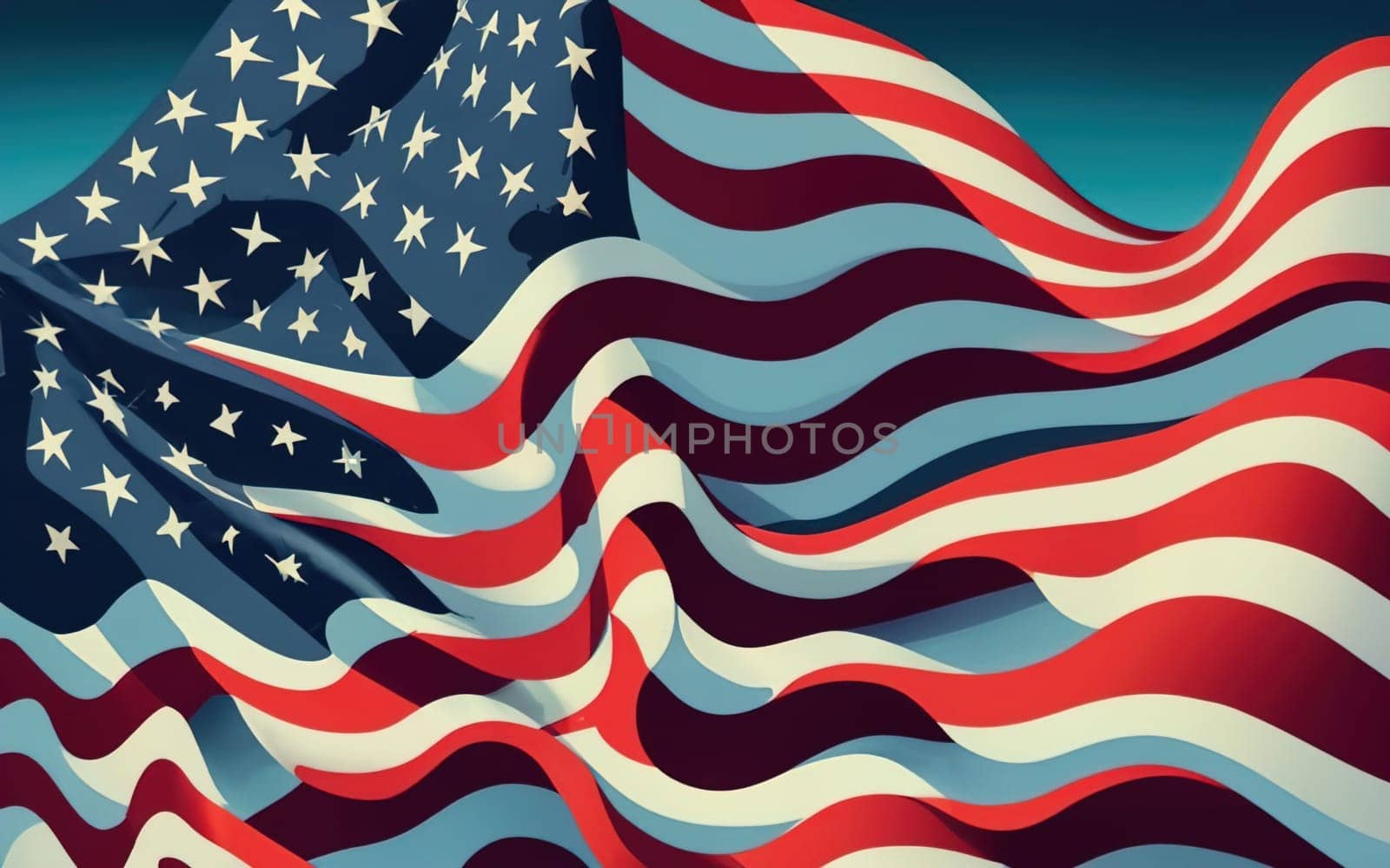 Dark Blue-Toned USA Flag Background - Patriotic American Flag Illustration download image