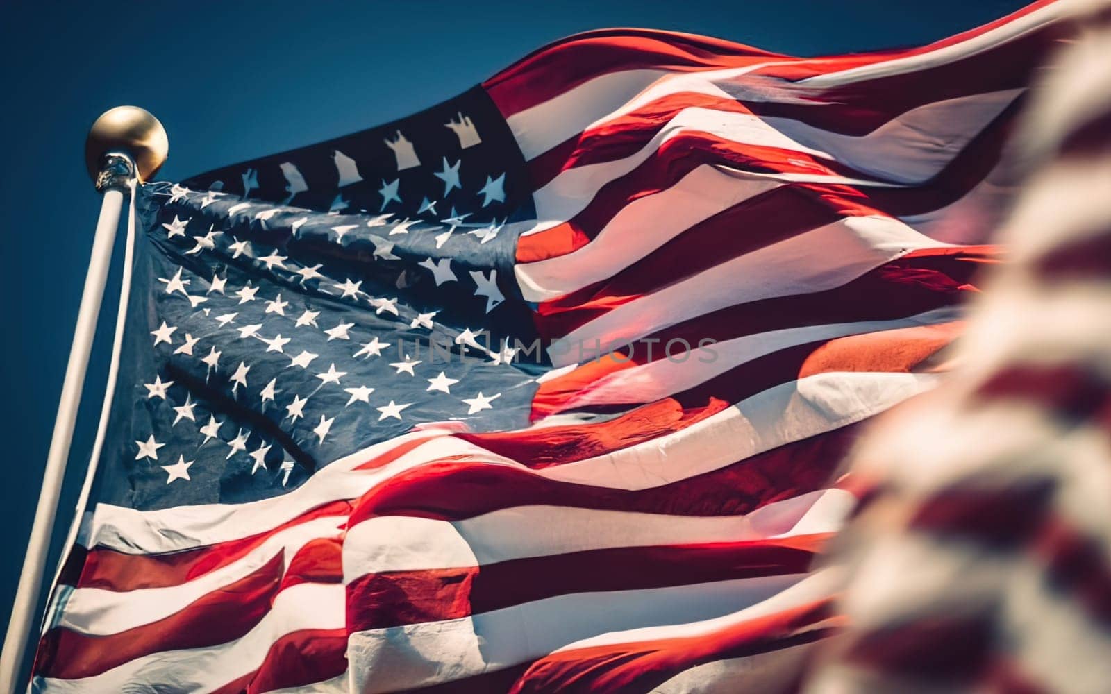 USA Flag Background - Patriotic American Flag Illustration in Stylish Deep Blue download image