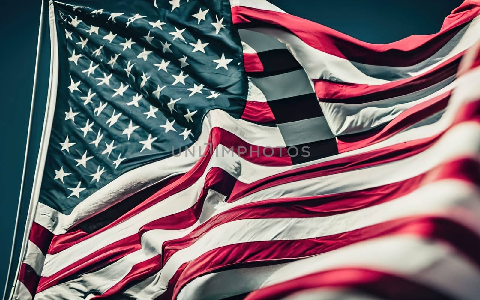 Dark Blue Toned USA Flag Background - Patriotic American Design by igor010