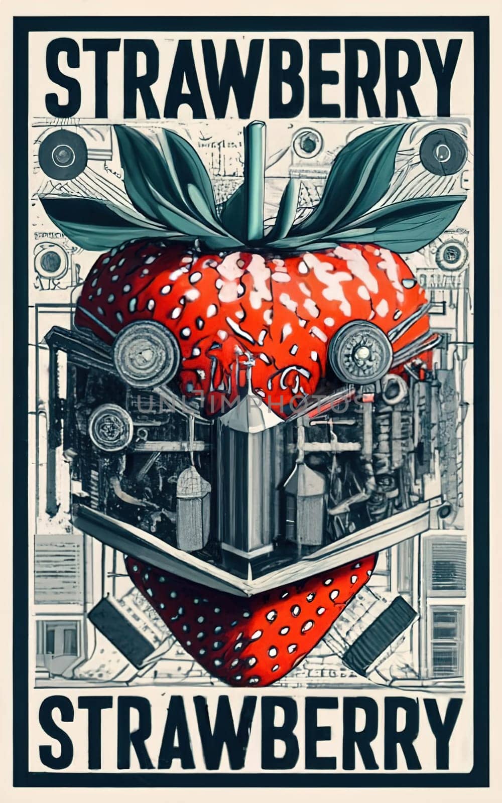 Blueprint Poster: Strawberry Technical Schematics and Plans - Clear Details for Building a Mechanical Strawberry download image