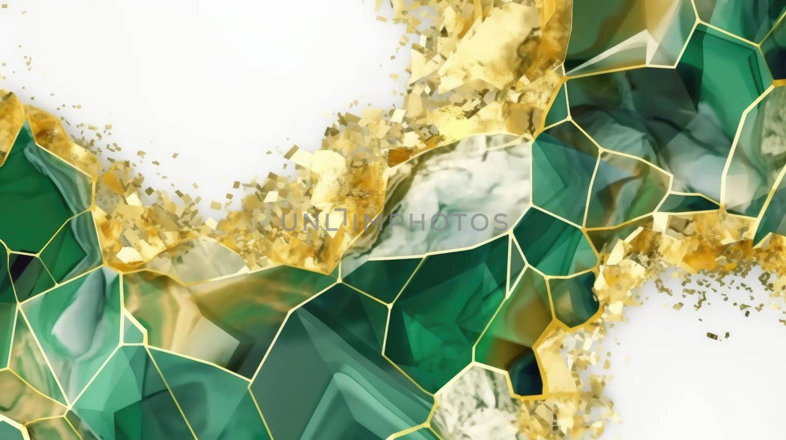 Abstract watercolor artwork mixed with buzzy geometric shapes for background of social media banner generative AI image