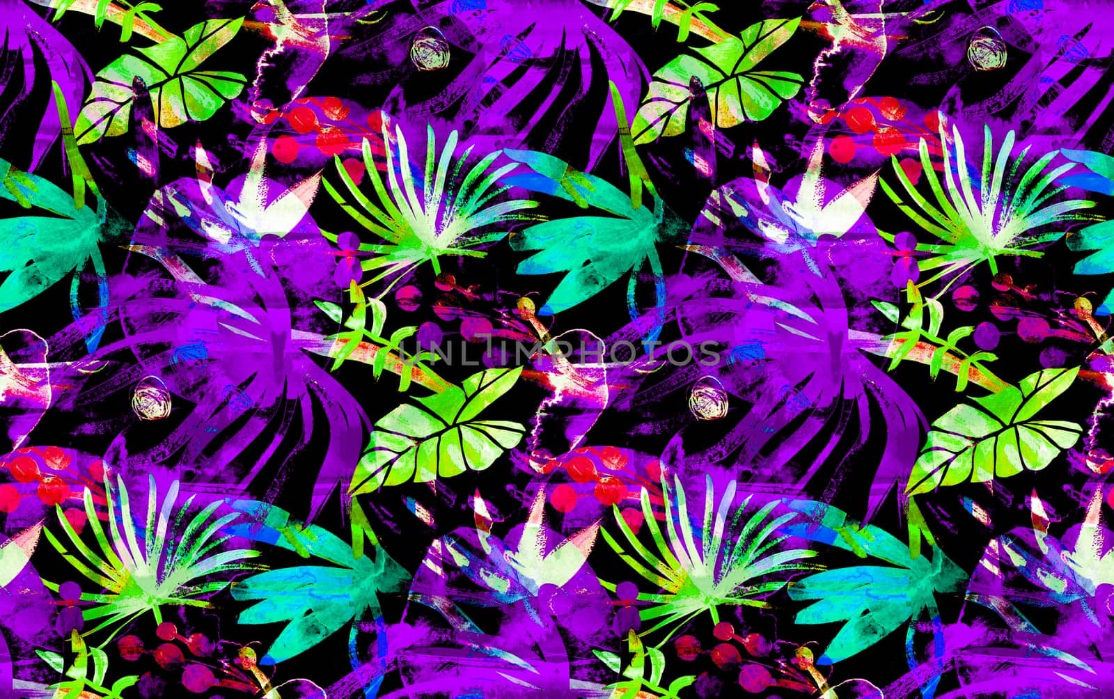 Abstract dark purple botanical tropical seamless pattern by MarinaVoyush