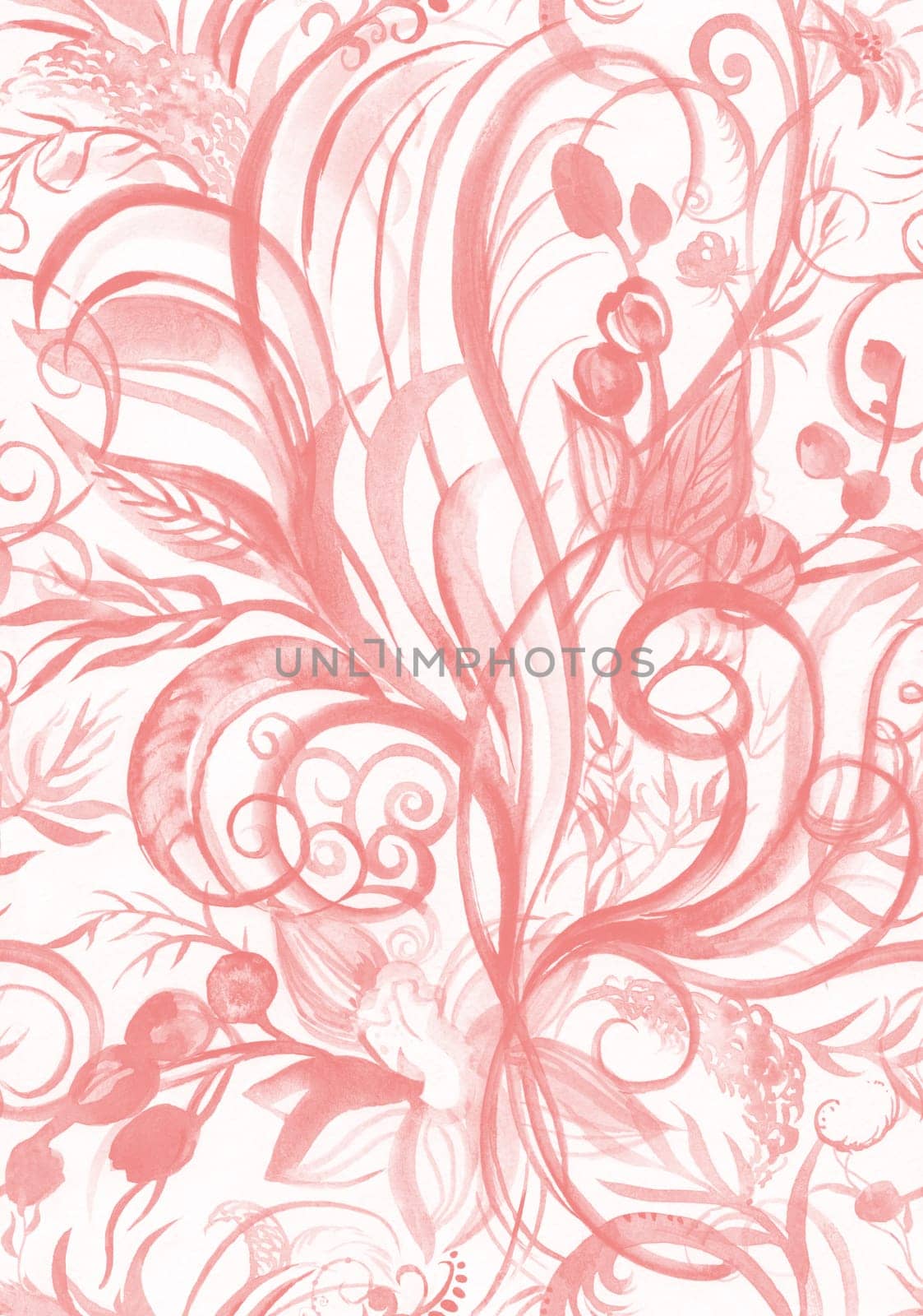 Botanical seamless pattern illustration with blooming red flower for textile and surface design
