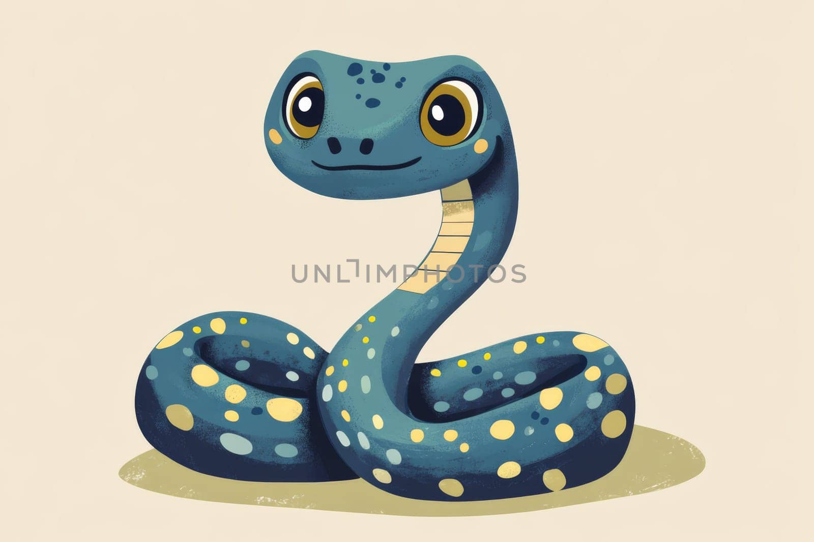 Illustration of a blue snake on a light background snake