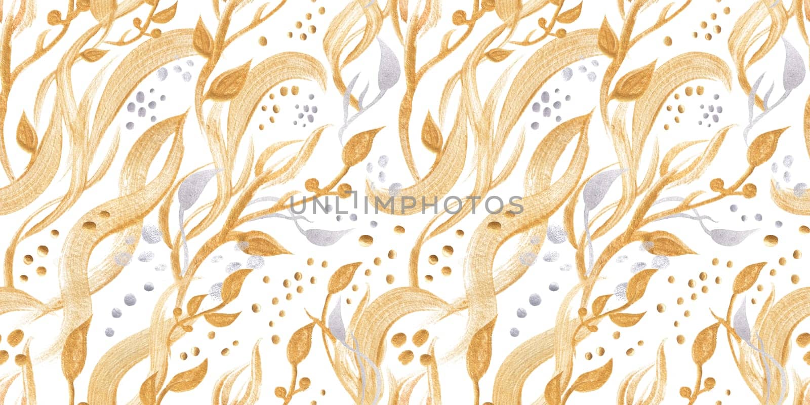 Seamless monochrome watercolor pattern with abstract wildflowers drawn in watercolor