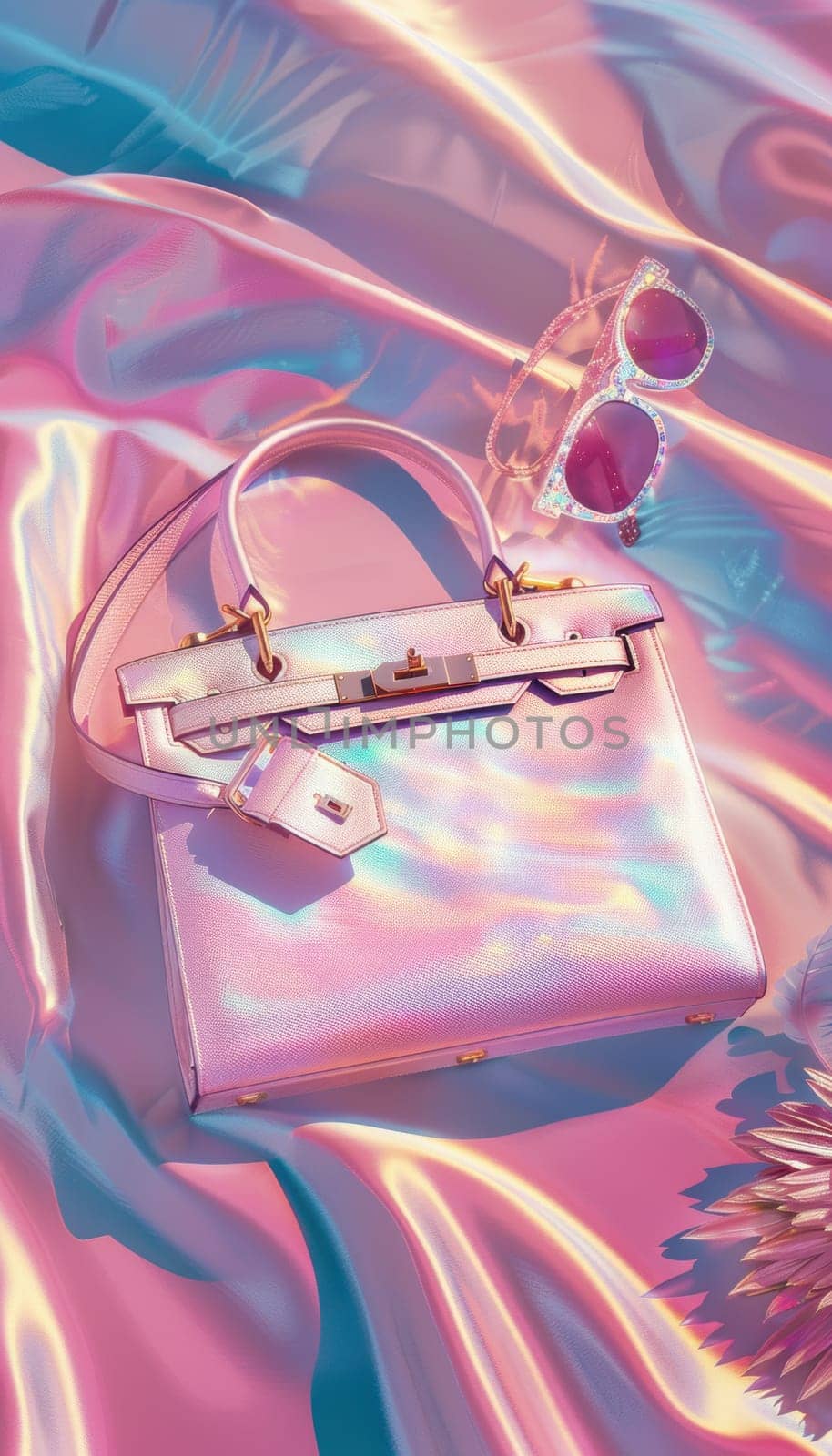 Luxurious cyber monday design showcasing high-end fashion accessories including a designer handbag and stylish sunglasses. the gradient background with metallic accents enhances the overall elegant appeal.
