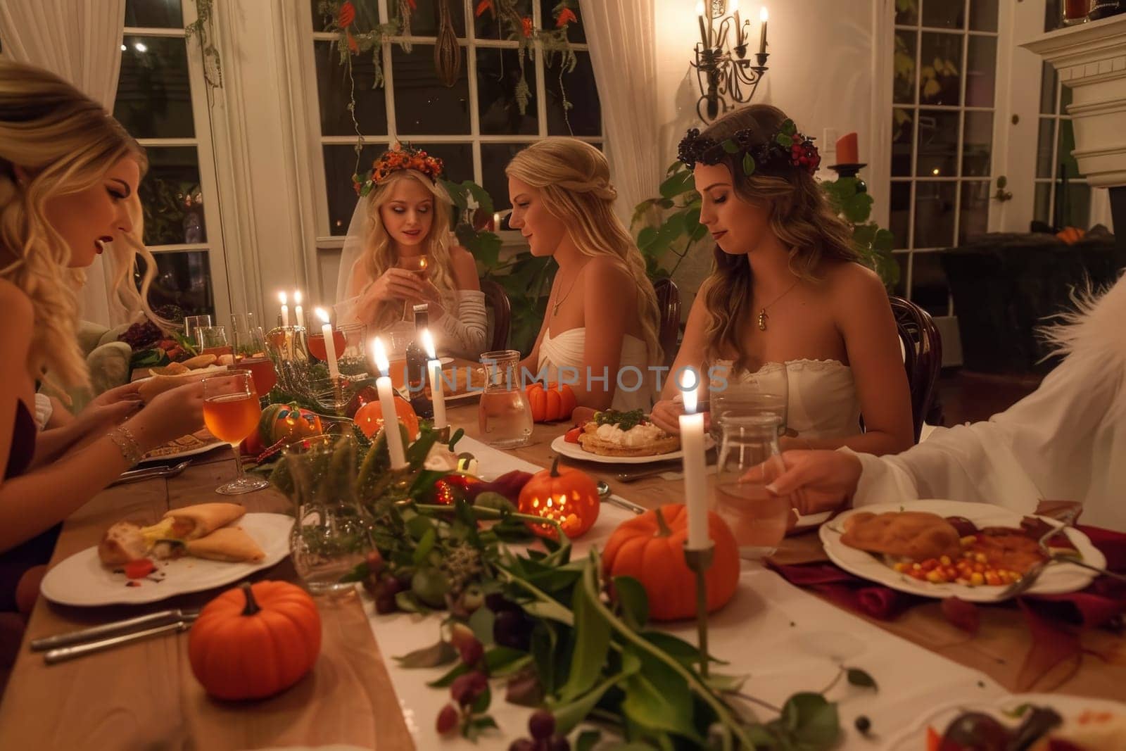 Spooktacular halloween celebration costumed guests, eerie decor, themed treats and drinks
