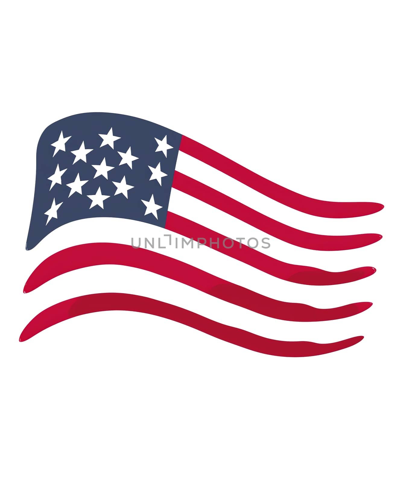 A blue and white background with a red and white American flag. The flag is on the right side of the image