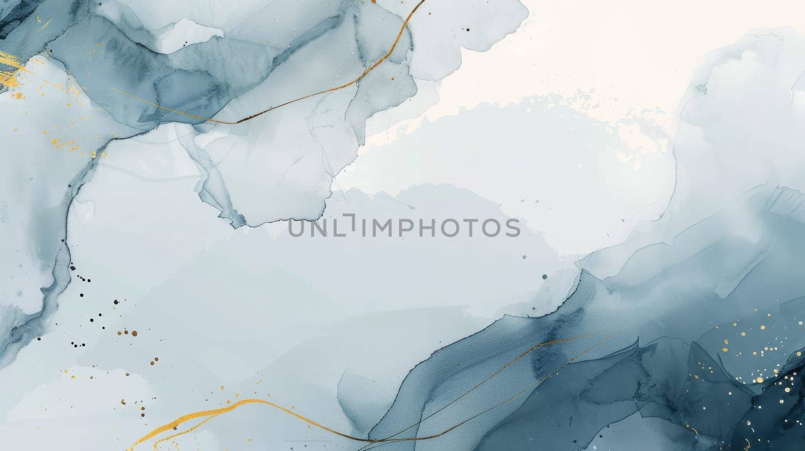 Elegantly designed abstract watercolor background featuring soft blue shades with subtle gold accents. ideal for various creative projects, including digital designs, posters, and print materials, offering a calm and sophisticated aesthetic.