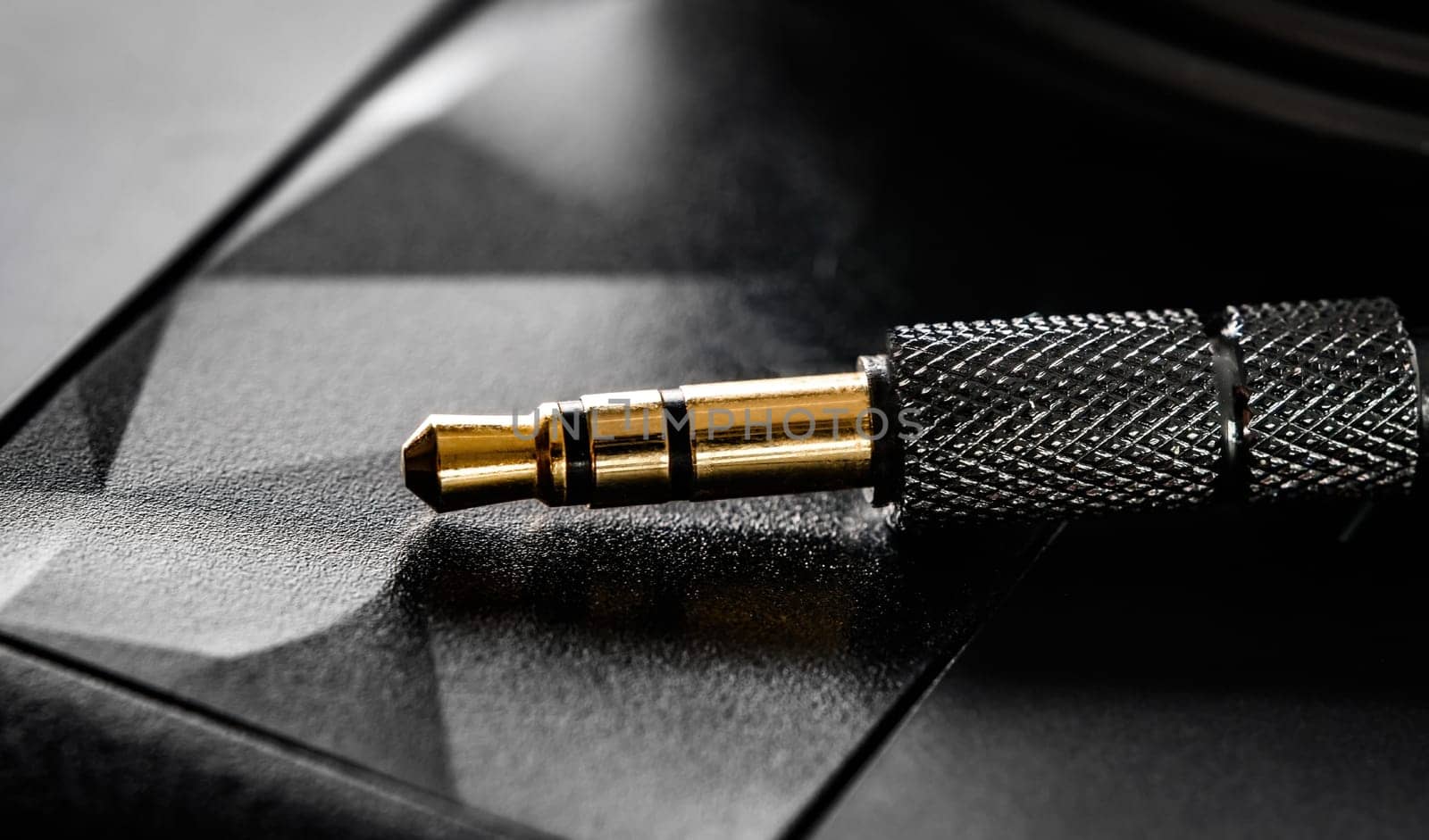 audio mini jack connector close up view