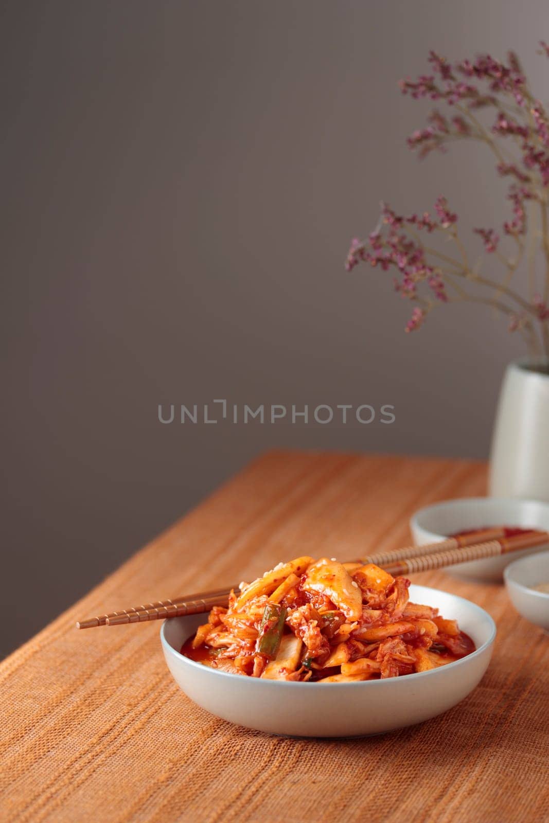 Kimchi, Kimchee in the Bowl, Red Spicy Kim Chi, Hot Fermented Napa Cabbage, Traditional Jimchi, Korean Food