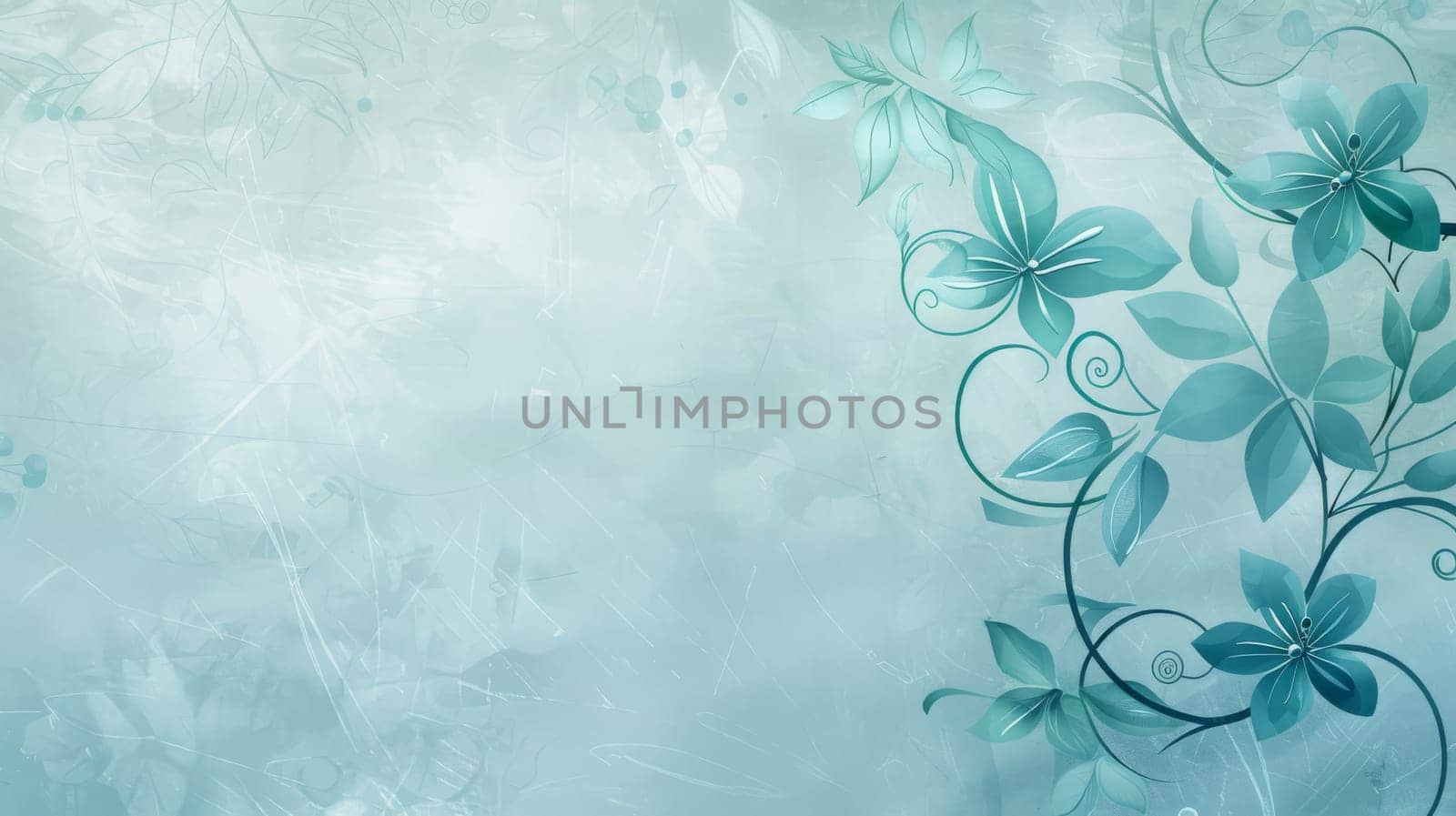 Delicate abstract floral background featuring swirling blue flowers and leaves on a soft, textured backdrop. ideal for elegant design projects such as greeting cards, invitations, posters, and various digital and print designs.