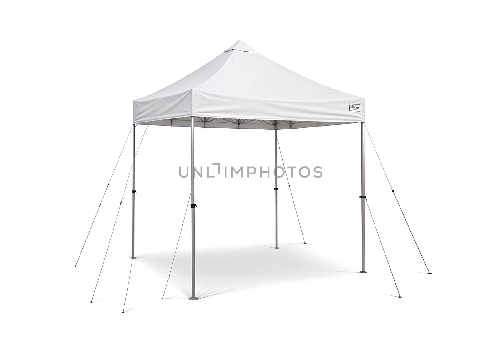 Blank white pop-up canopy tent mock up, half-turned view. High quality photo.