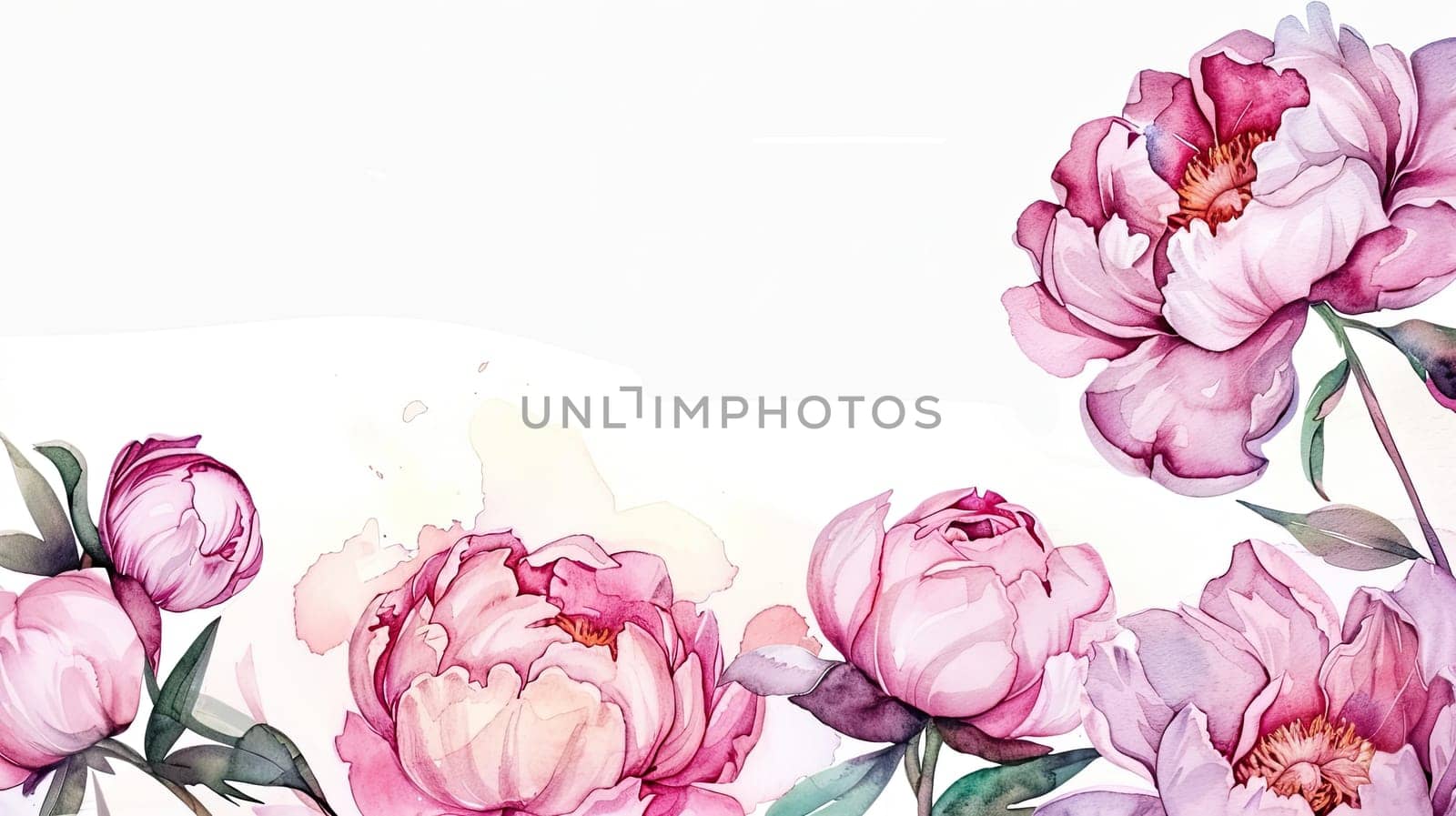 A collection of beautifully illustrated peonies in varying shades of pink blooms gracefully. The composition captures the elegance of spring flowers against a soft white backdrop.
