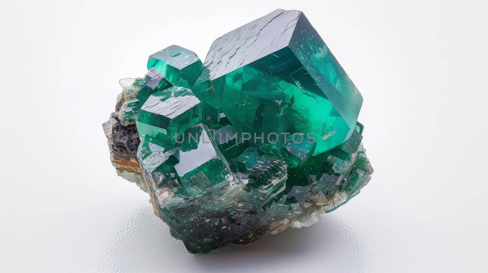 Detailed closeup of a single polished dioptase gem showcasing its vibrant green color and intricate crystal formation. ideal for geology enthusiasts, mineral collectors, and jewelry designers. the image highlights the clarity and natural beauty of the dioptase crystal.
