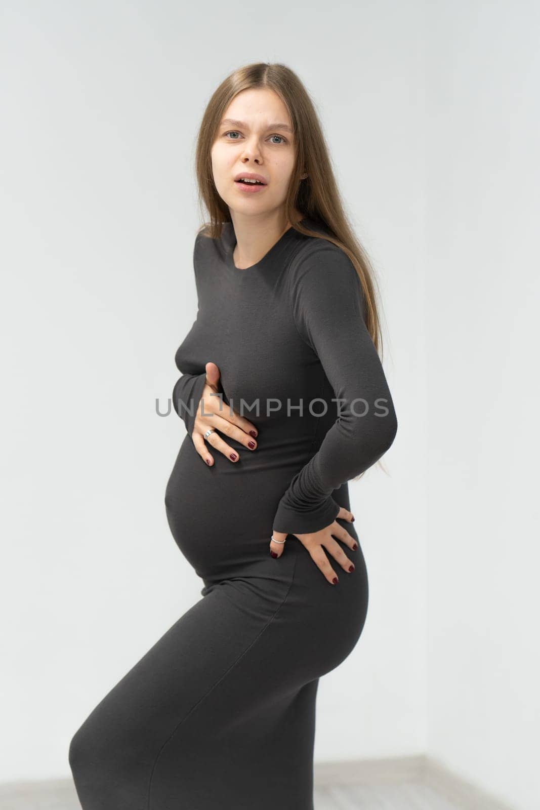 pregnancy tummy dress maternity mother positive black girl background expectant motherhood female