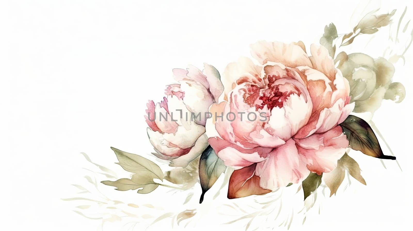The composition features soft pink peonies alongside delicate greenery on a bright backdrop, showcasing the beauty of floral arrangements for various occasions.