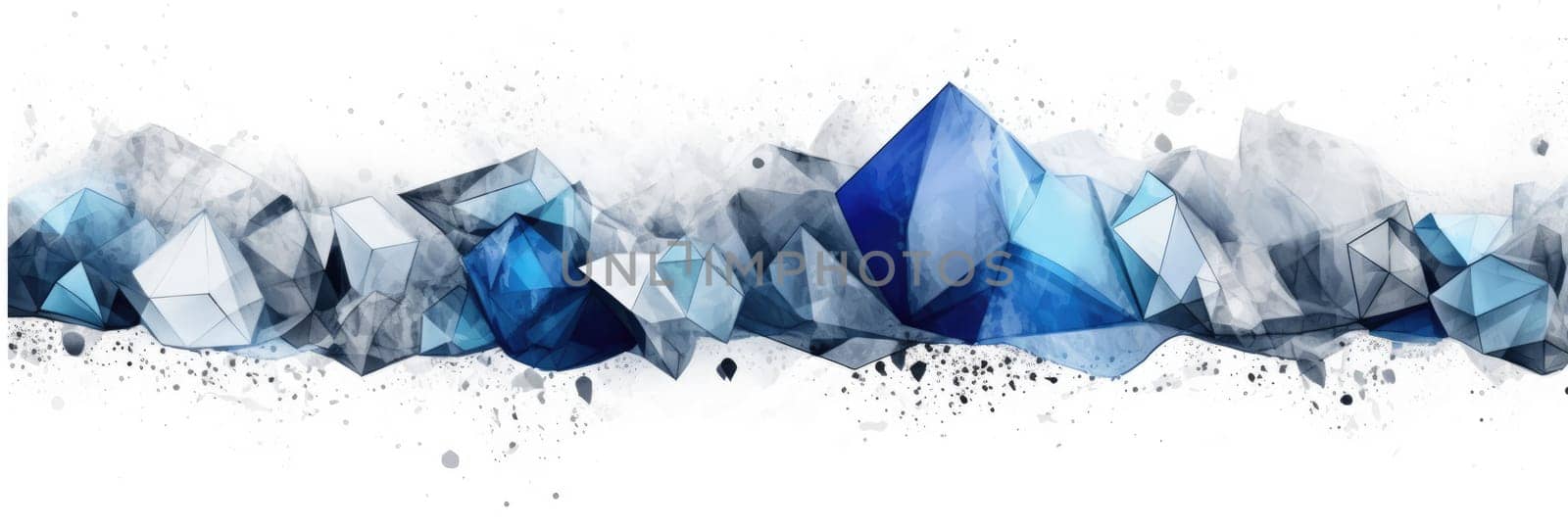 Abstract watercolor artwork mixed with buzzy geometric shapes for background of social media banner generative AI image