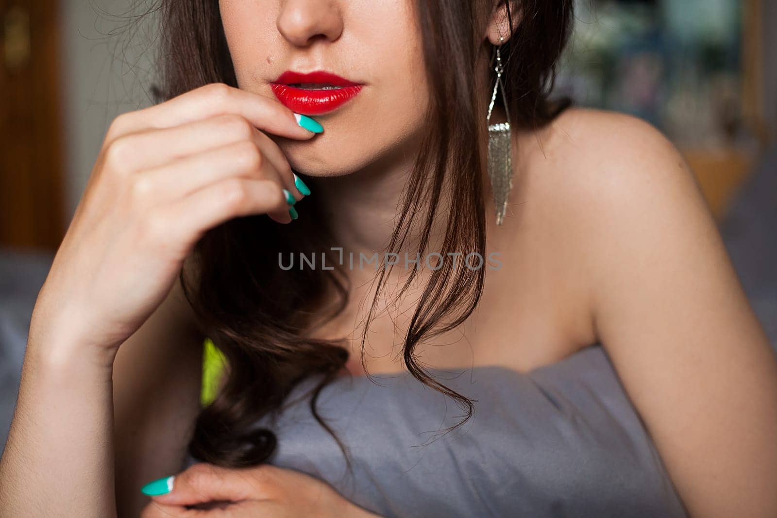 A Sexy beautiful brunette girl in underclothes