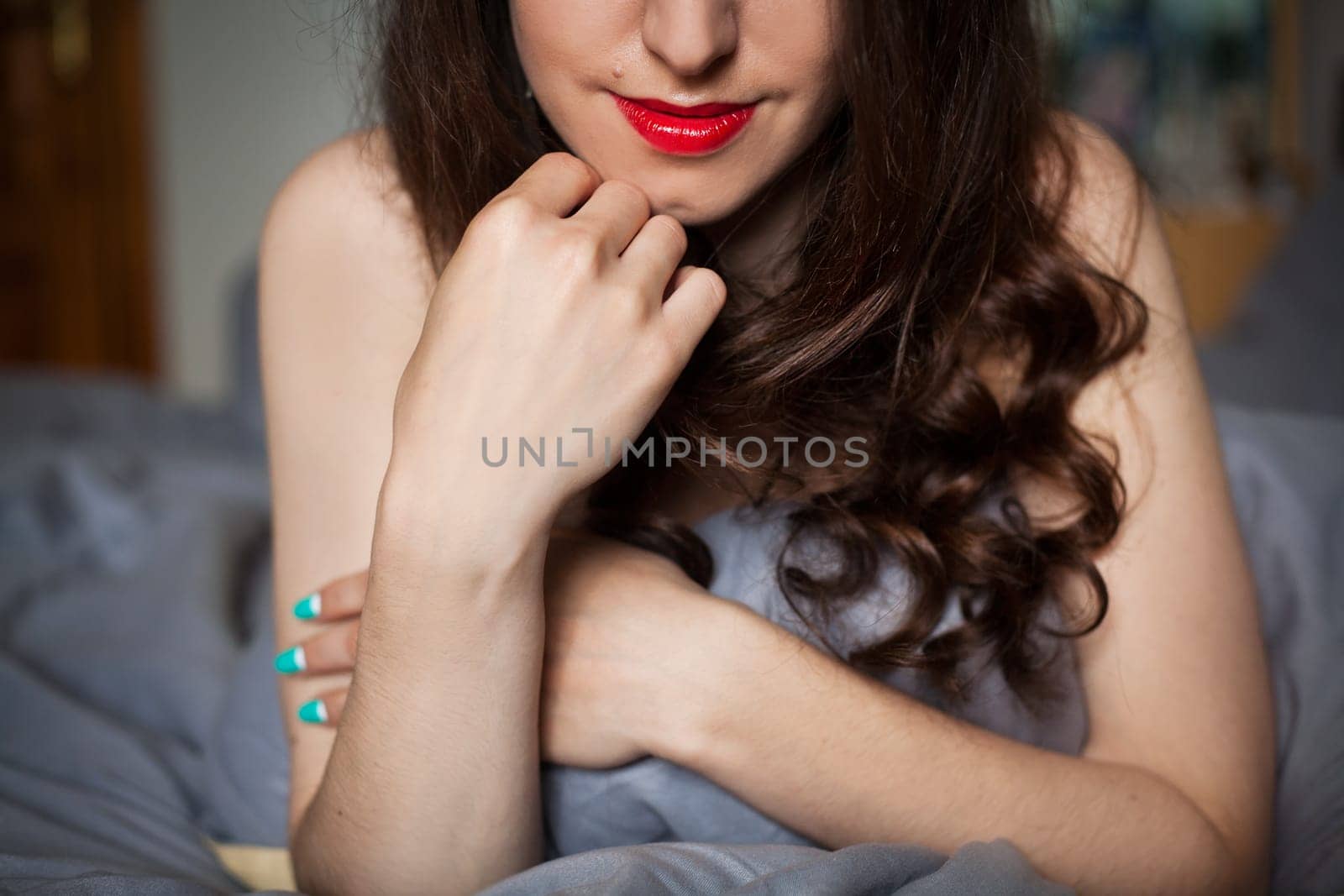 A Sexy beautiful brunette girl in underclothes