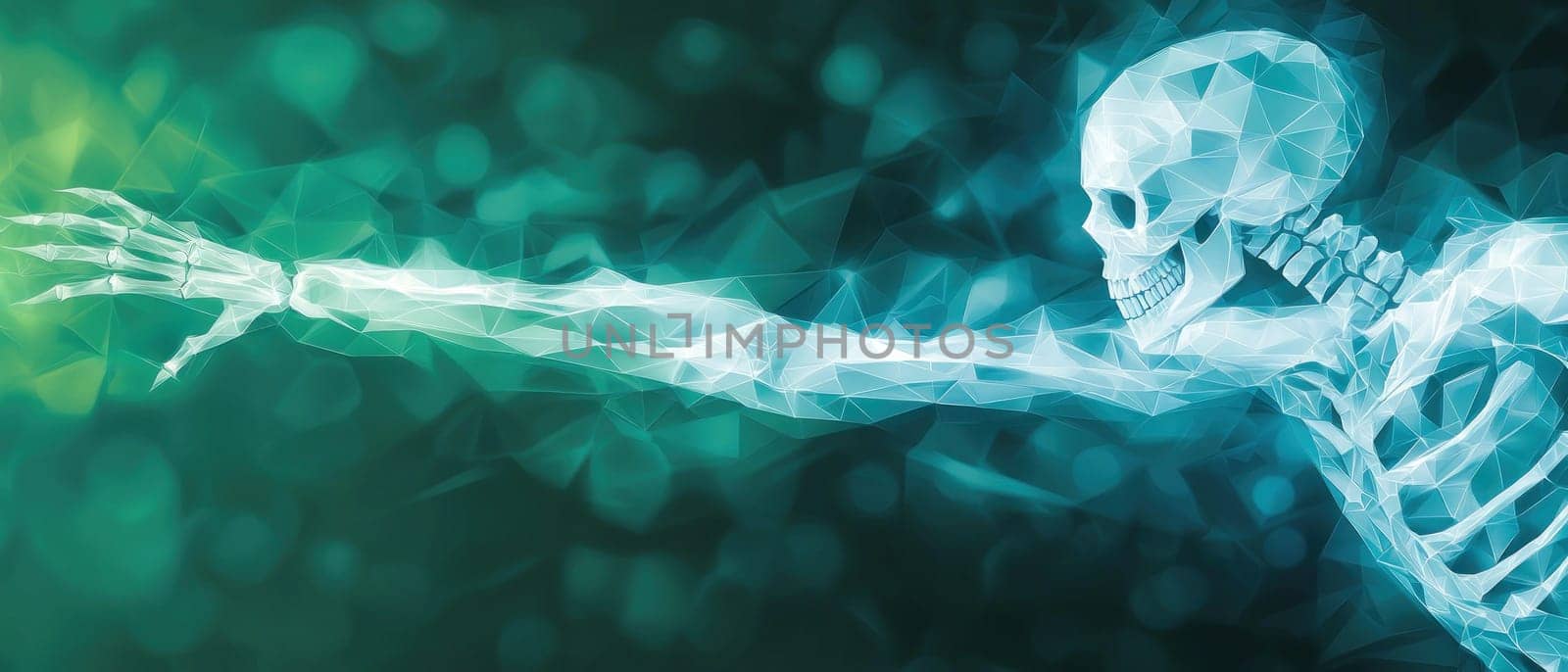 Dancing geometric skeletons create mesmerizing visual pattern.