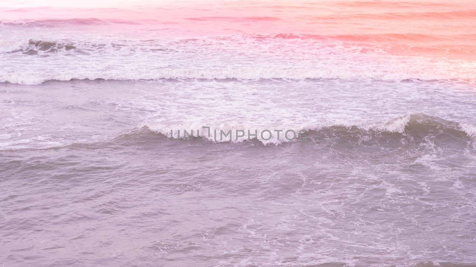 Real photo sea water waves, abstract background, nature power, pale light purple red orange matte more tone in stock.